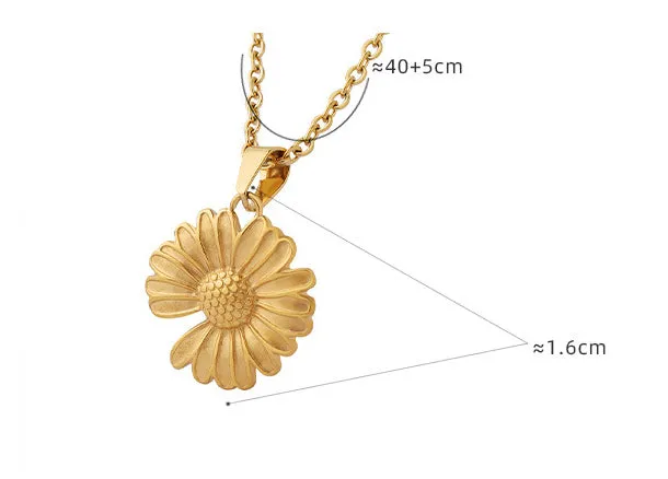 18K Fashion Gold Sunflower Flower Notch Design Versatile Pendant Necklace