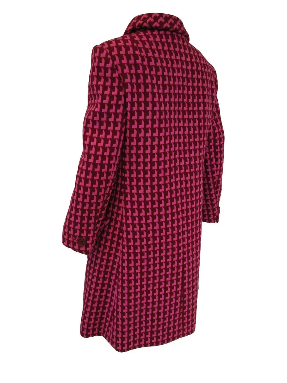 1960s Geoffrey Beene Pink and Plum Drop Shadow Pattern Coat