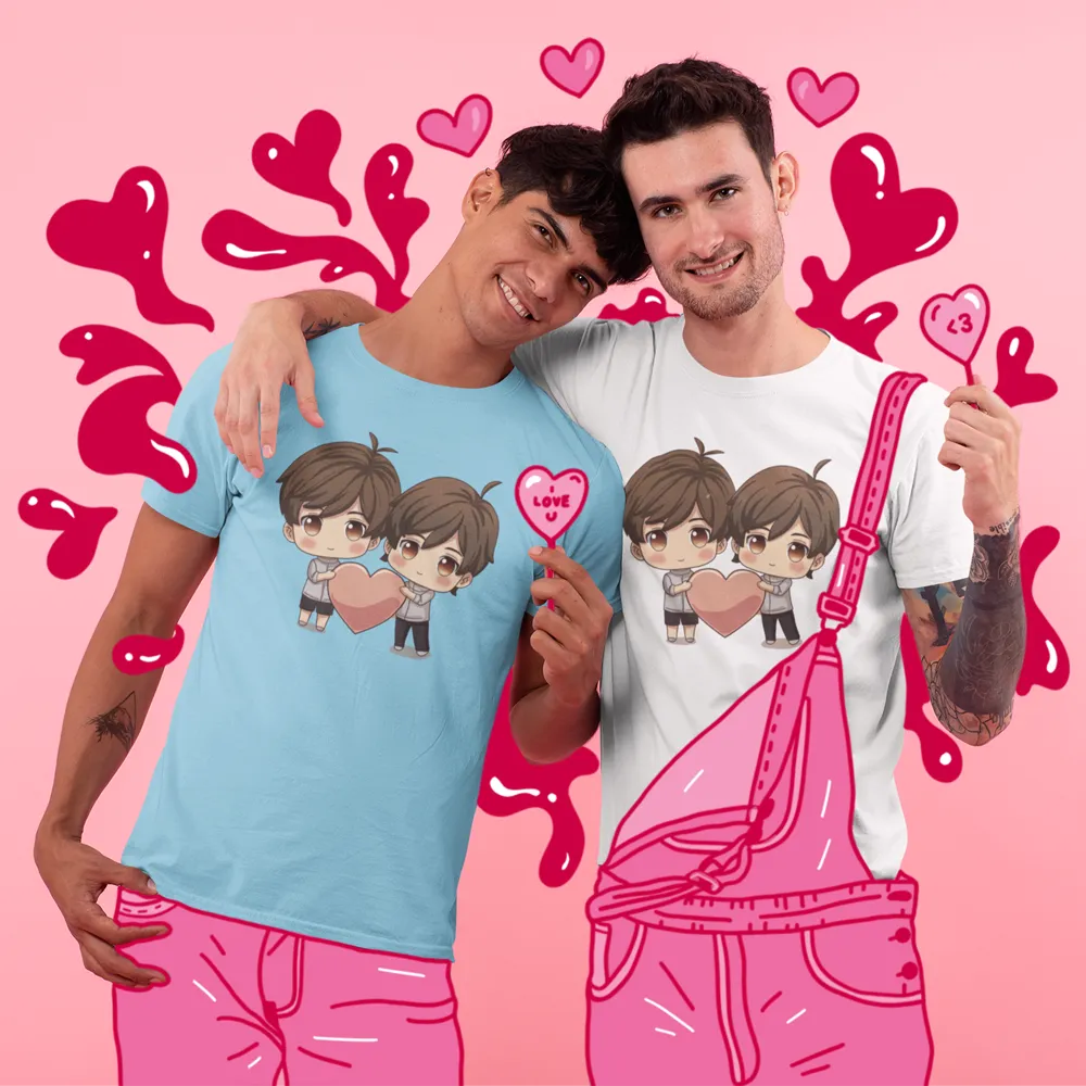 A perfect gift for him and him - Cute Boy loves Cute Boy Hearts Unisex T-Shirt