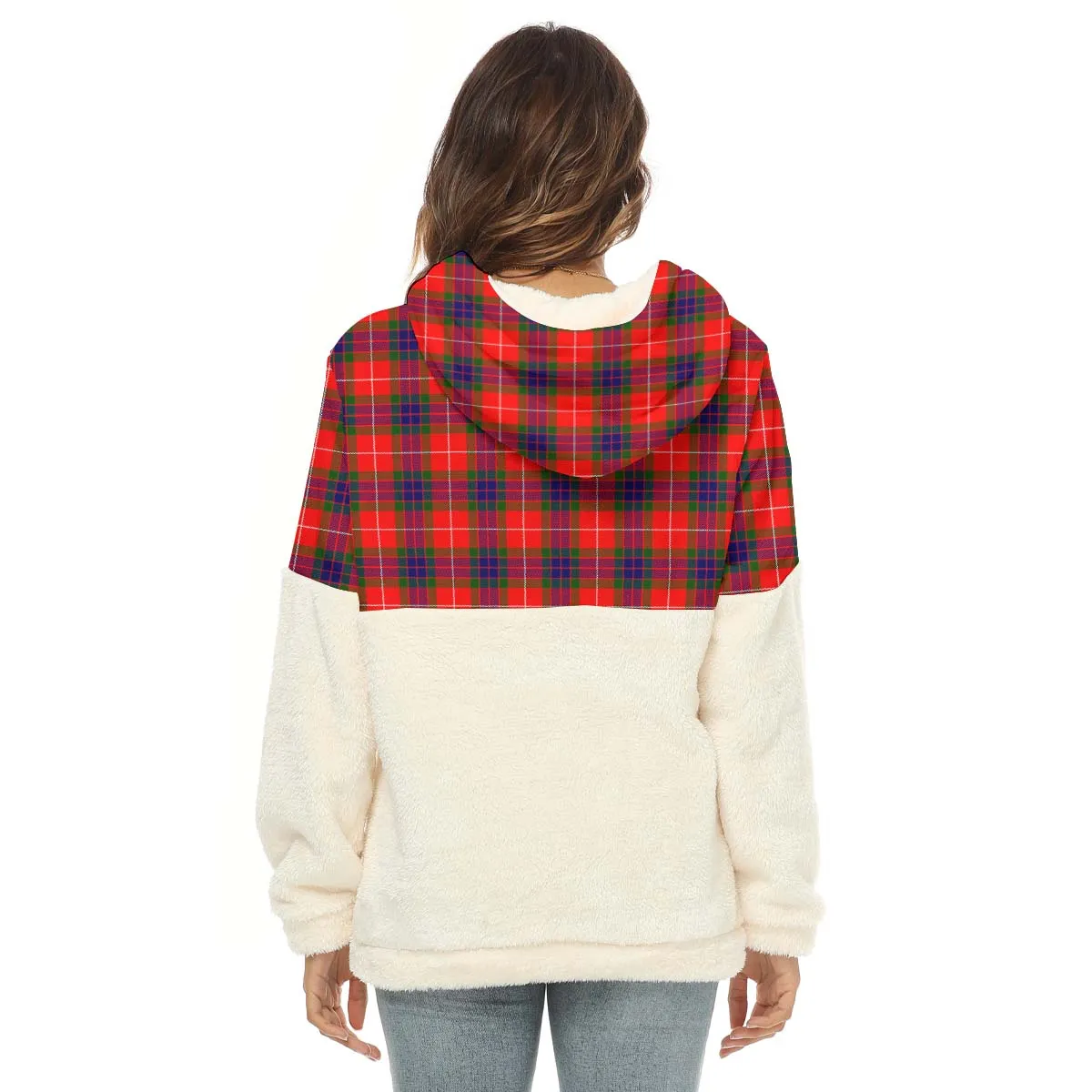 Abernethy Tartan Women's Borg Fleece Hoodie With Half Zip