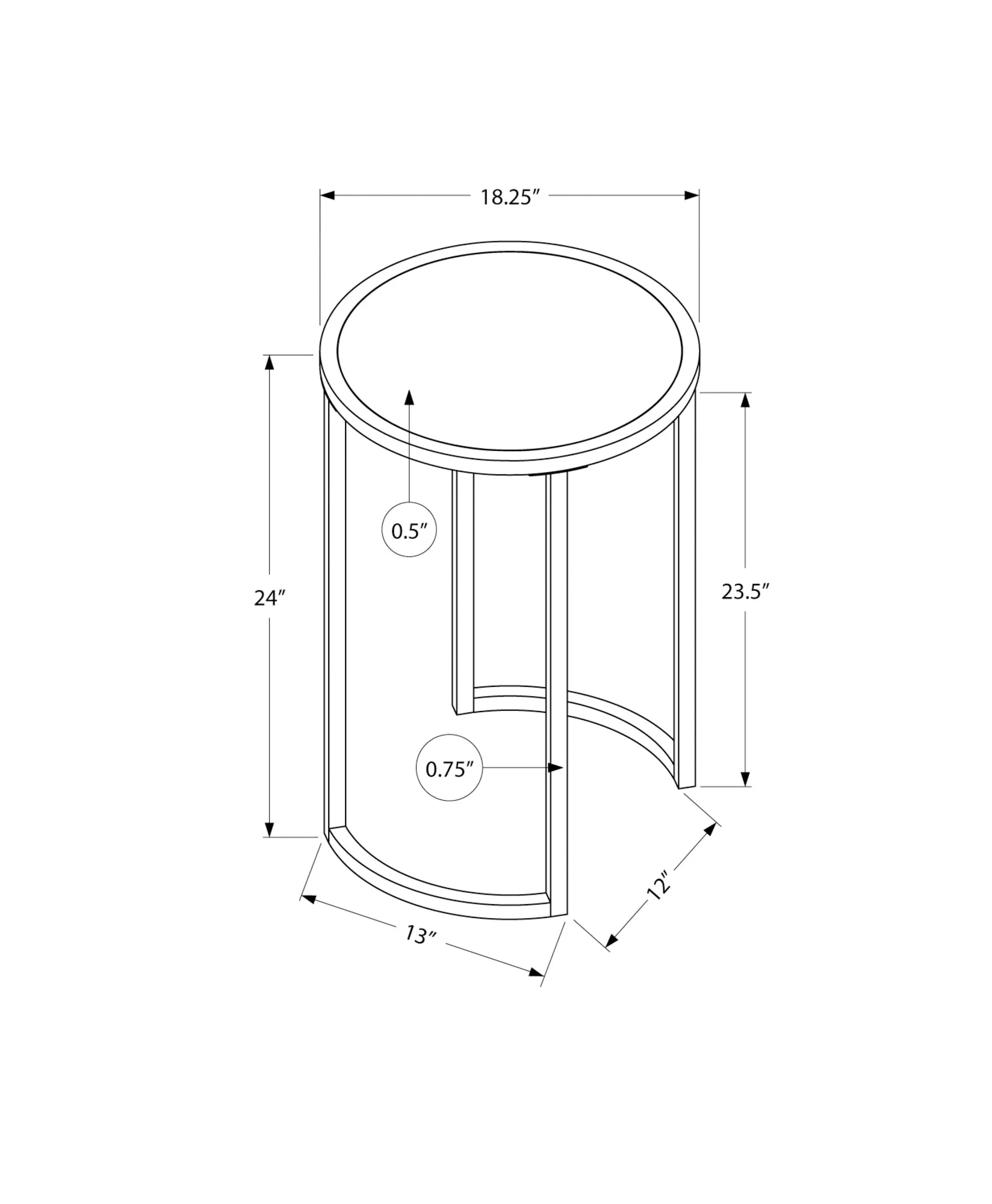 Accent Table - 24"H / White Marble-Look / Silver Metal