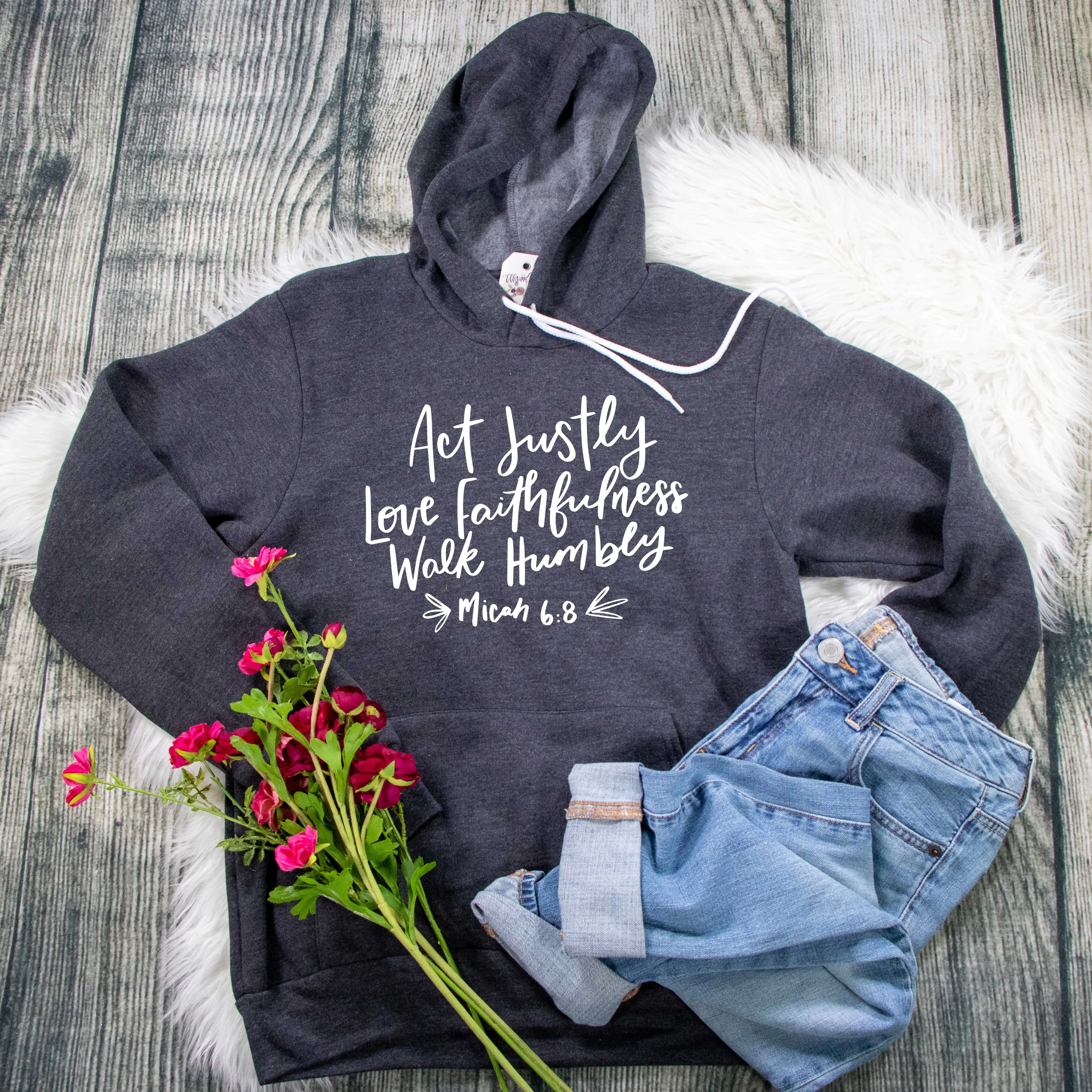 Act Justly, Love Faithfulness, Walk Humbly Premium Fleece Hoodie