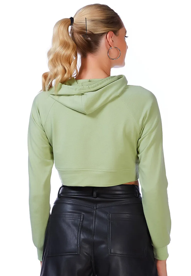 All Relaxed Front Slit Cropped Hoodie