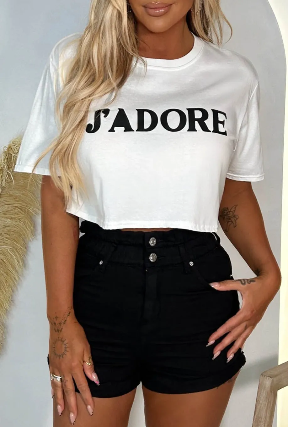 Amour Mirage White J'Adore Cropped T-Shirt