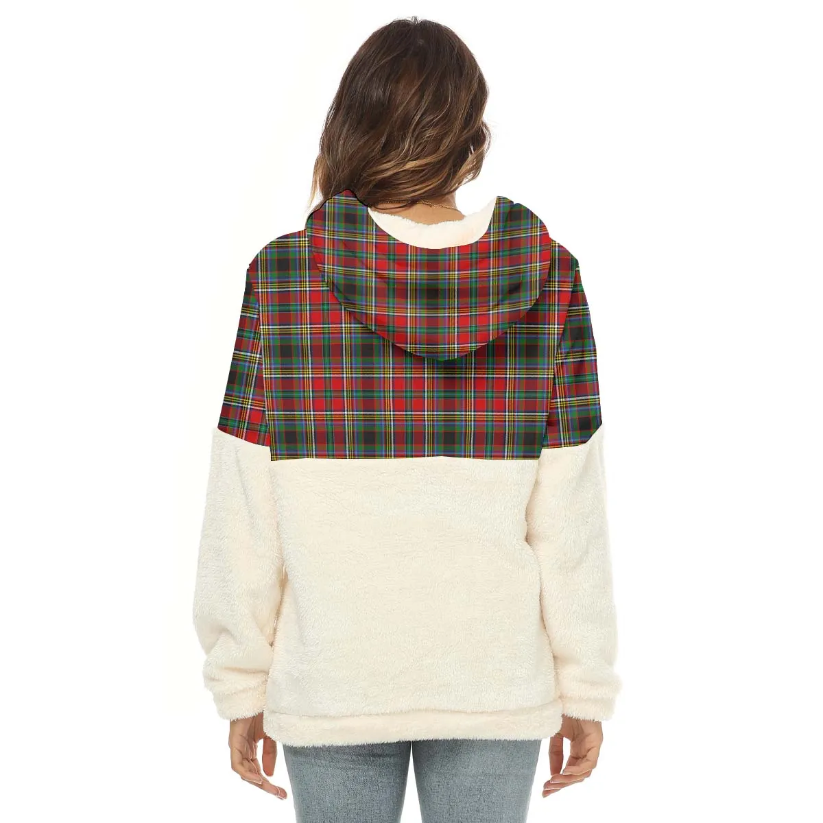 Anderson of Arbrake Tartan Women's Borg Fleece Hoodie With Half Zip with Family Crest