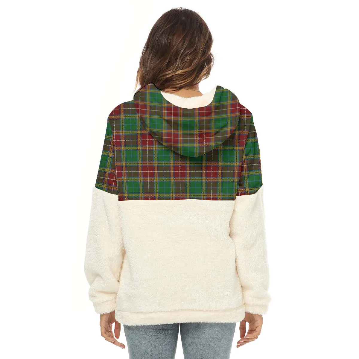 Baxter Tartan Women's Borg Fleece Hoodie With Half Zip