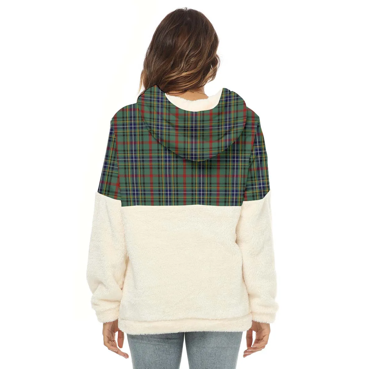 Bisset Tartan Women's Borg Fleece Hoodie With Half Zip