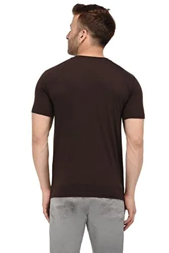 BKS COLLECTION V Neck Brown Colour Half Sleeves Men's Solid Regular Fit Polo T-Shirt