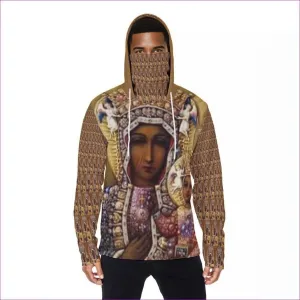 Black Madonna Men's Fur Lined Pullover Hoodie With Mask