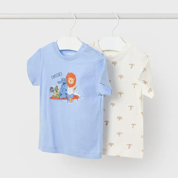 BLUE AND WHITE T-SHIRT SET FOR BABY BOYS