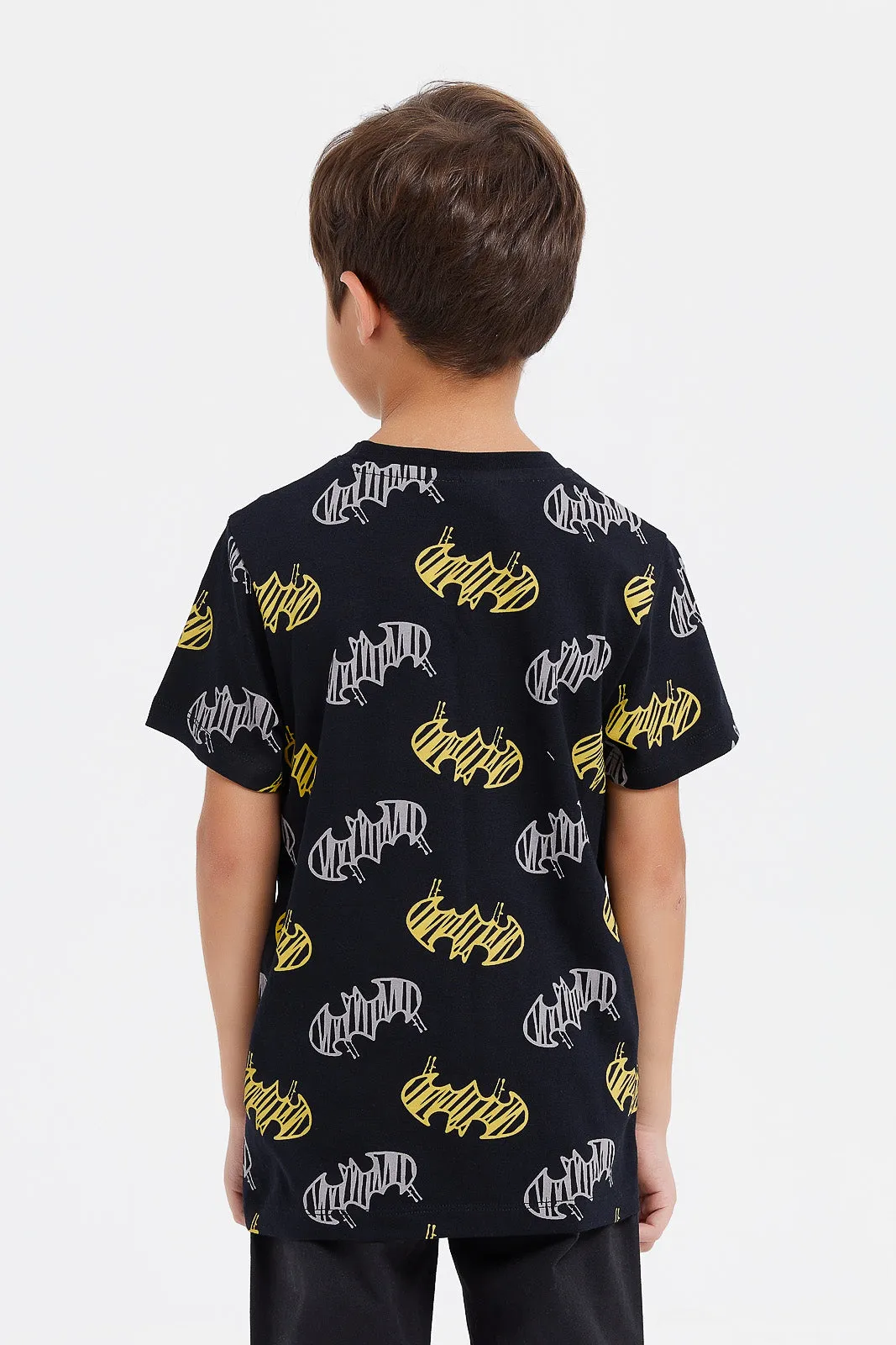 Boys Black And Yellow Batman T-Shirt Set (2 Piece)