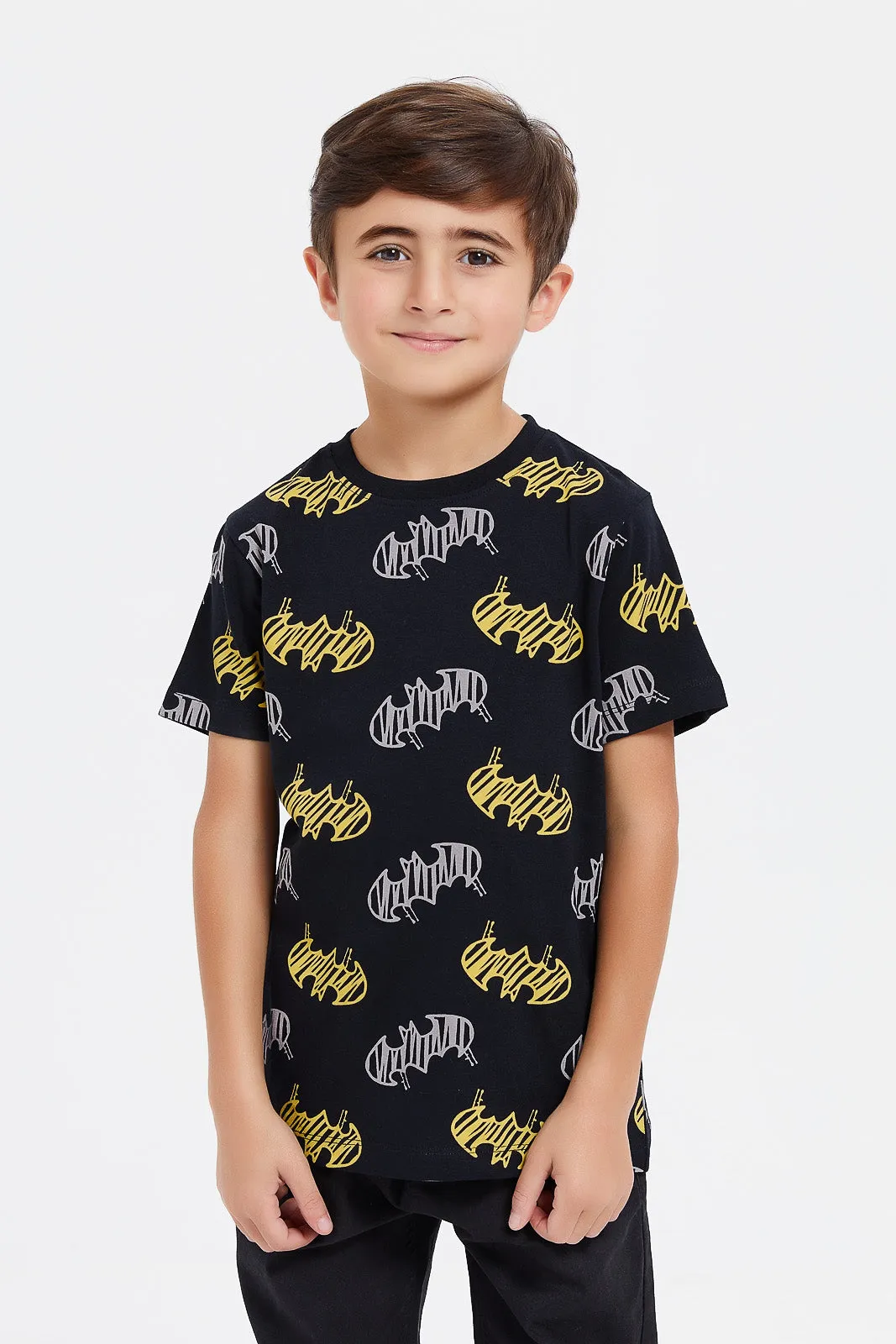 Boys Black And Yellow Batman T-Shirt Set (2 Piece)