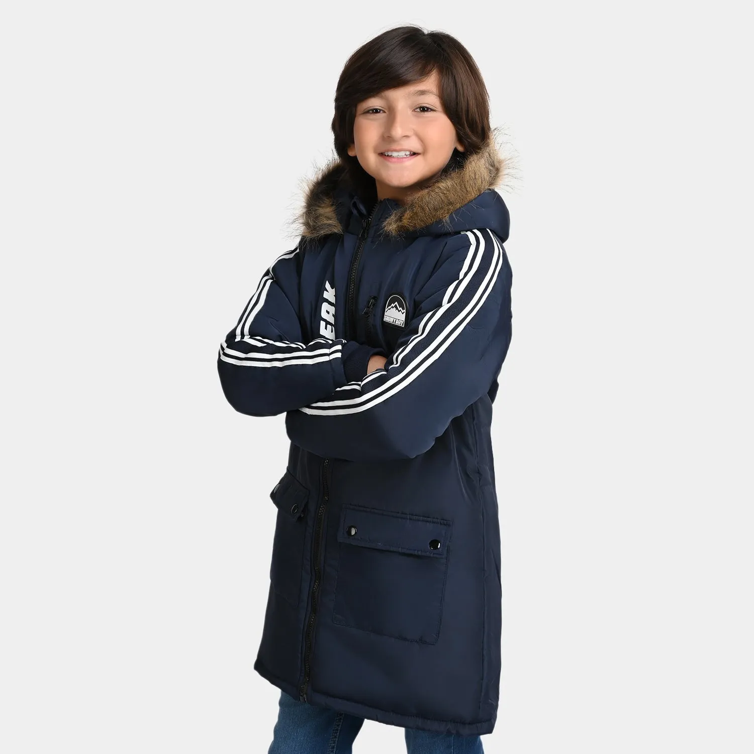 Boys Taffeta Quilted Jacket Snow Peak-NAVY