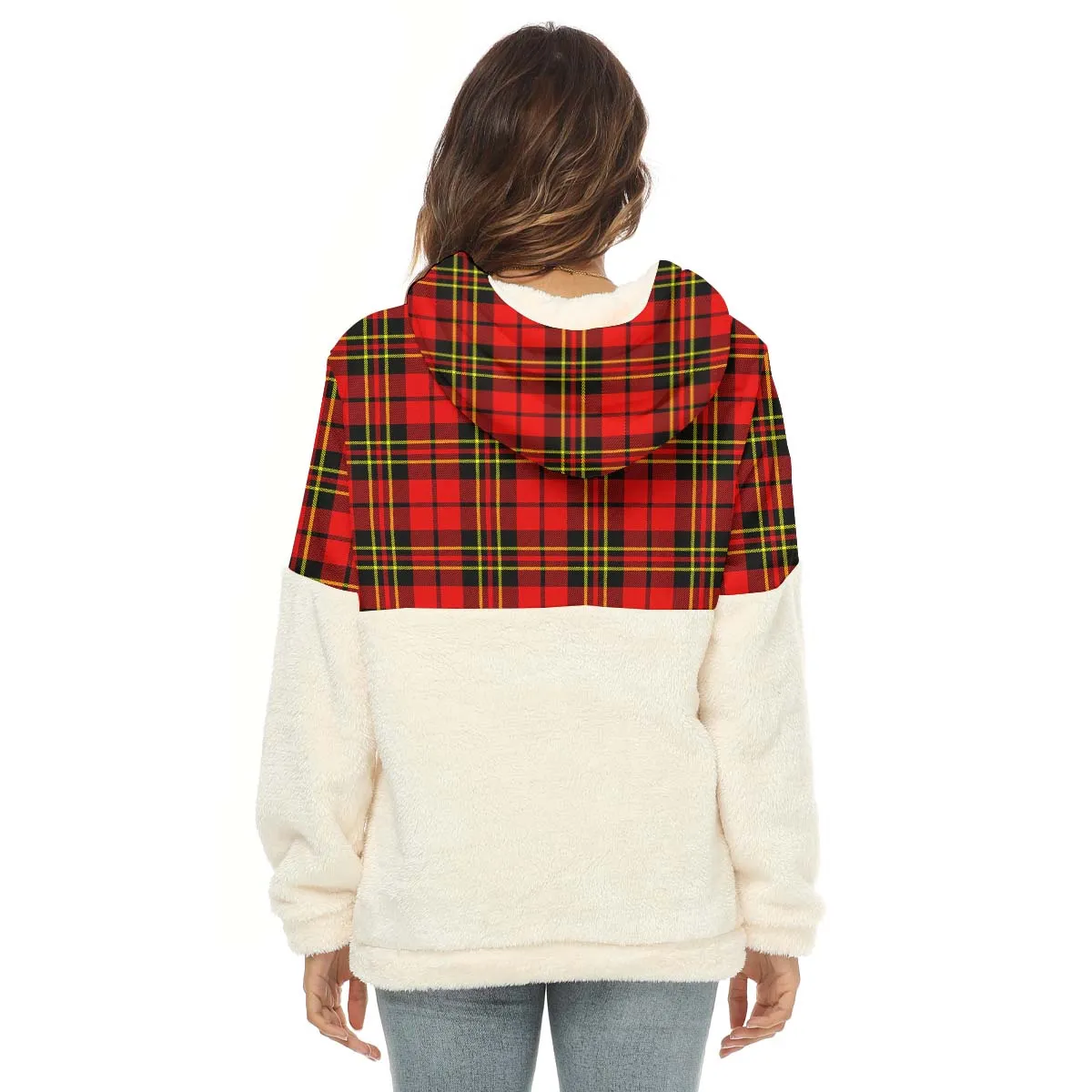 Brodie Modern Tartan Women's Borg Fleece Hoodie With Half Zip