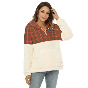 Bruce Modern Tartan Women's Borg Fleece Hoodie With Half Zip with Family Crest