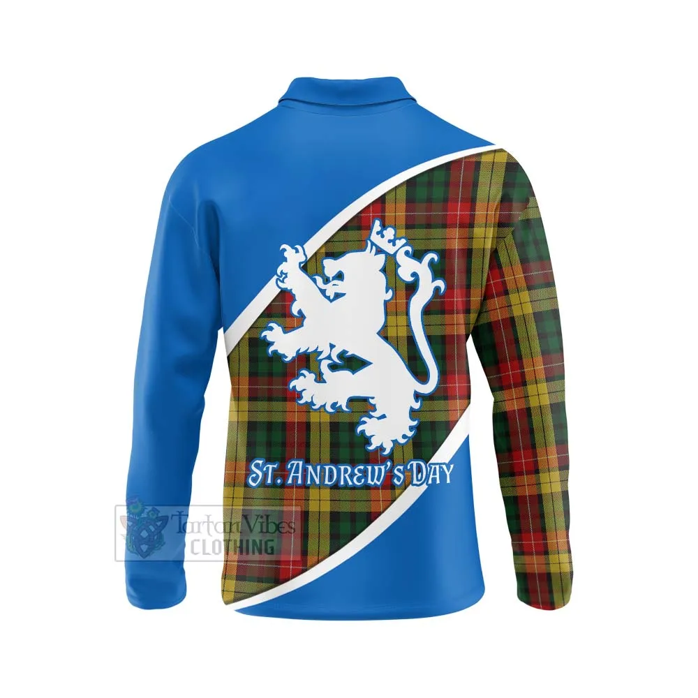 Buchanan Family Crest Tartan Long Sleeve Polo Shirt Celebrate Saint Andrew's Day in Style