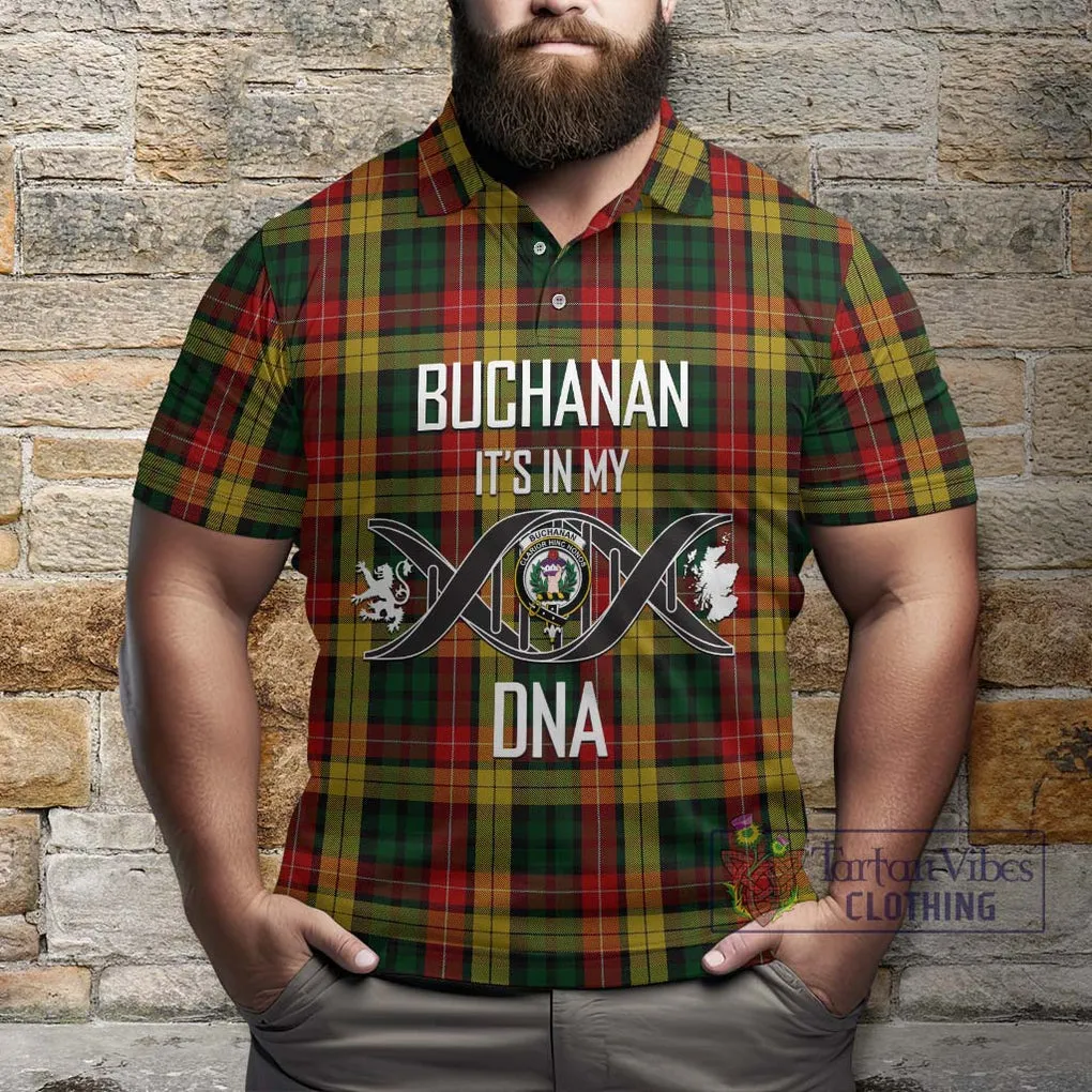 Buchanan Tartan Polo Shirt with Family Crest DNA In Me Style