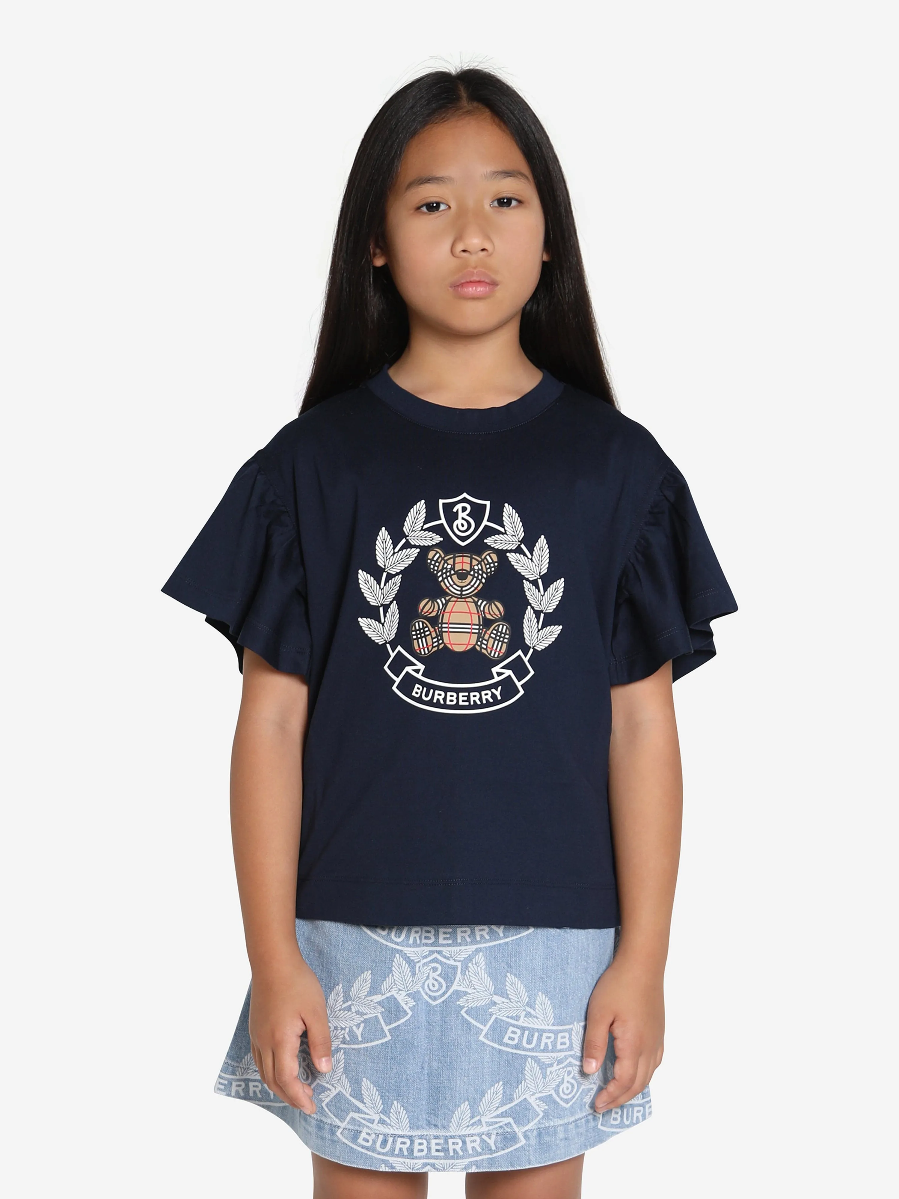 Burberry Girls Alexas Bear Top in Blue