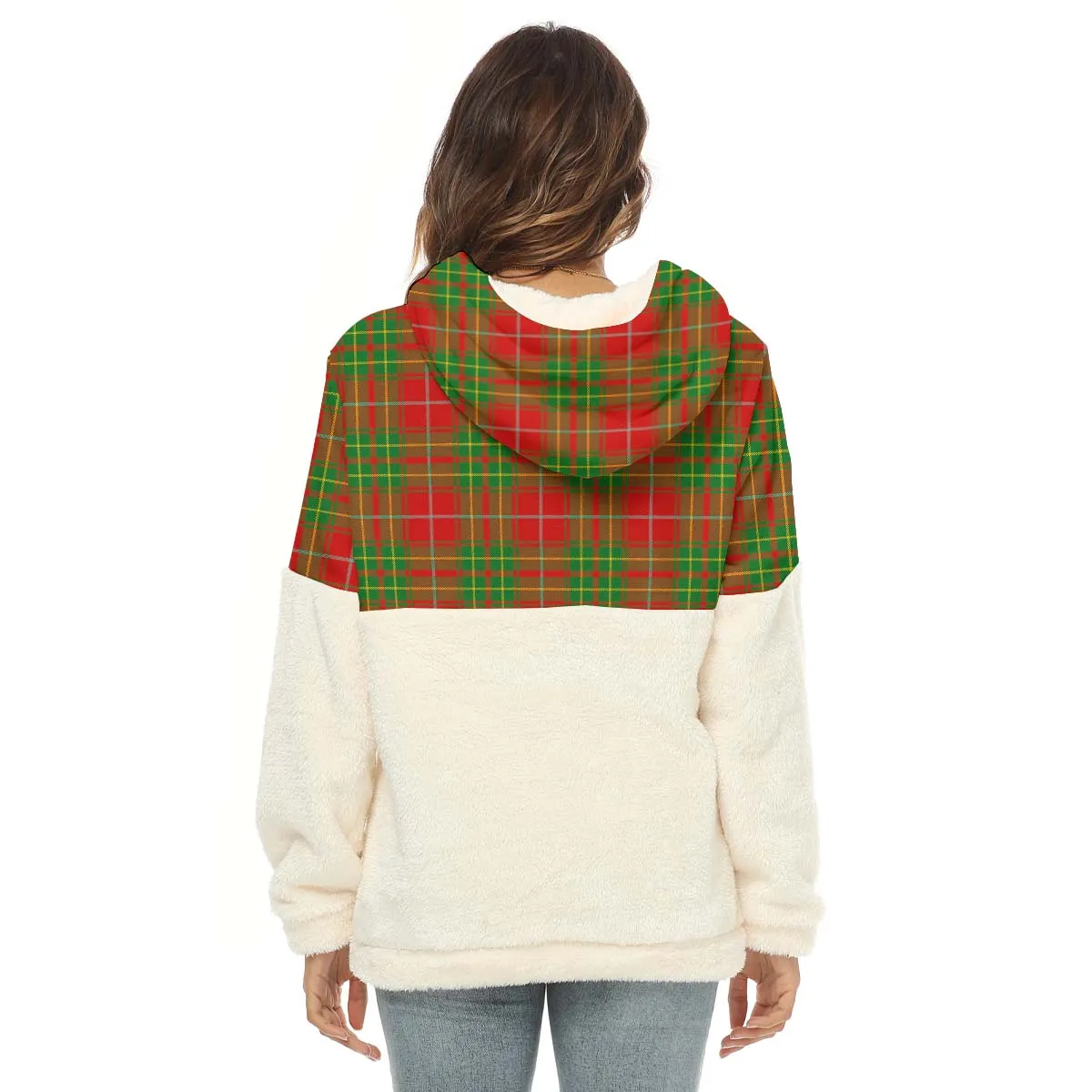 Burnett Tartan Women's Borg Fleece Hoodie With Half Zip