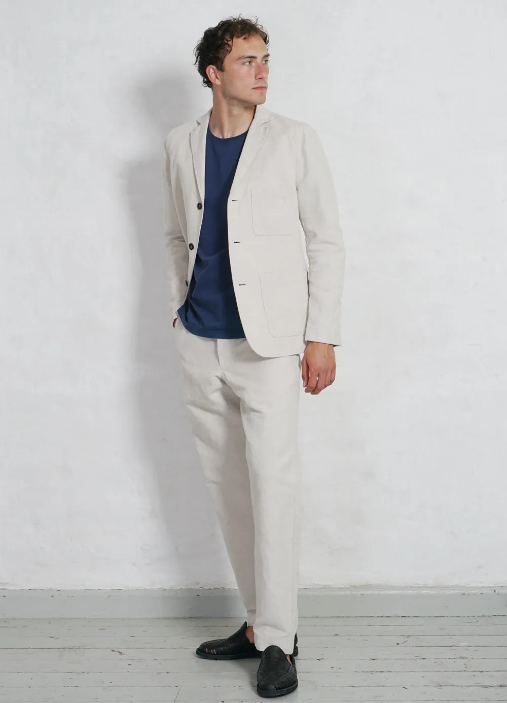 CHARLIE | Easy Three Button Blazer | Natural Flax