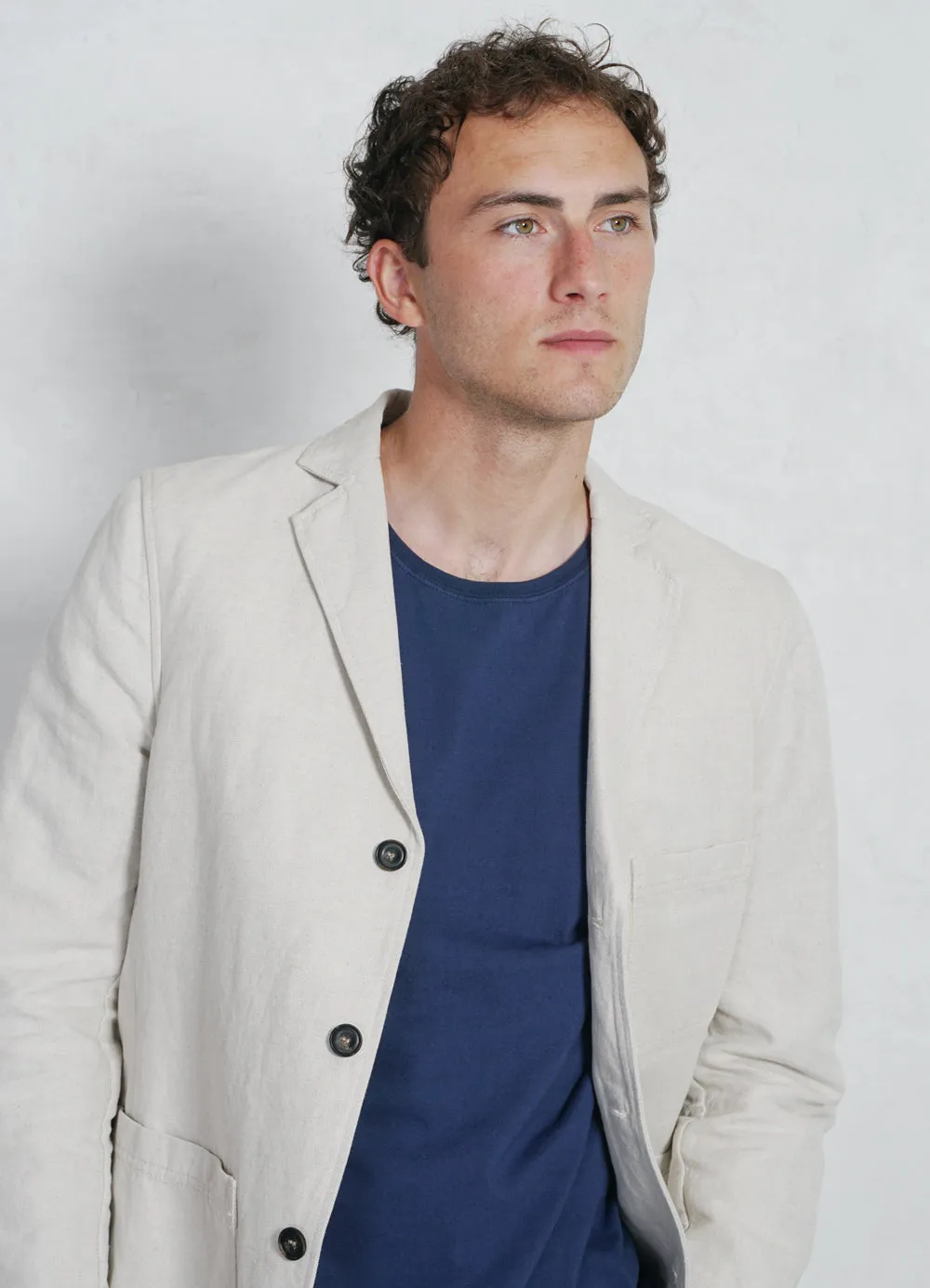 CHARLIE | Easy Three Button Blazer | Natural Flax