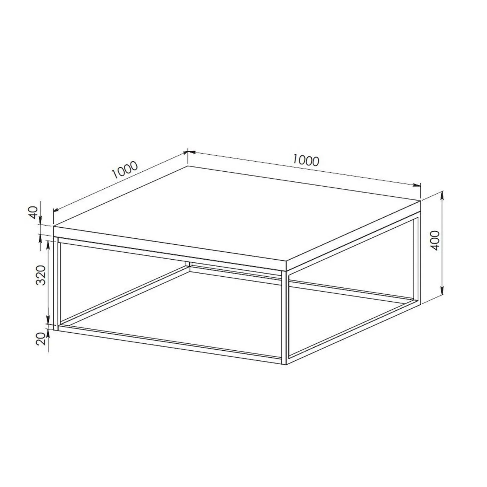 Chryzler Coffee Table 1000mm Metal Frame, Cement Look by Criterion