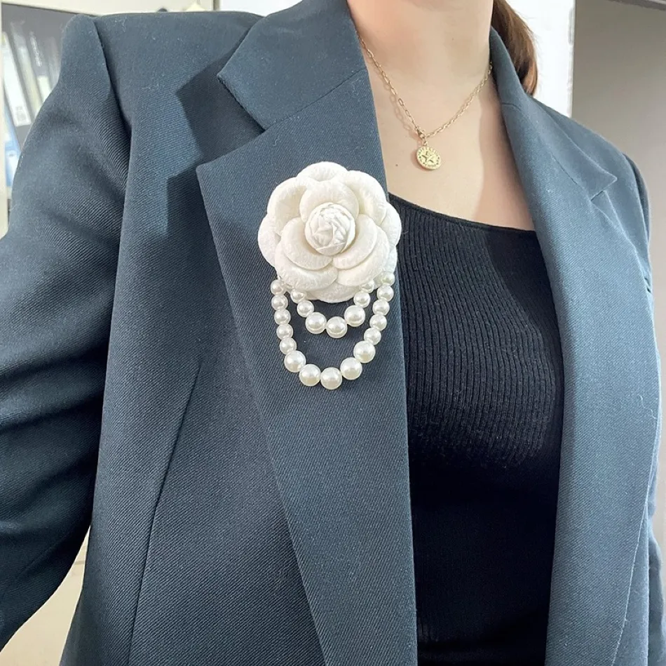 Classic Camellia Floral Brooch Pins for Coats and Blazers