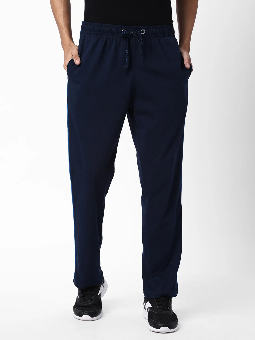 Cotstyle Men's Super Combed Cotton Regular-Fit Track Pants with Side Pocket, Colour Navy-Style no.TP1101