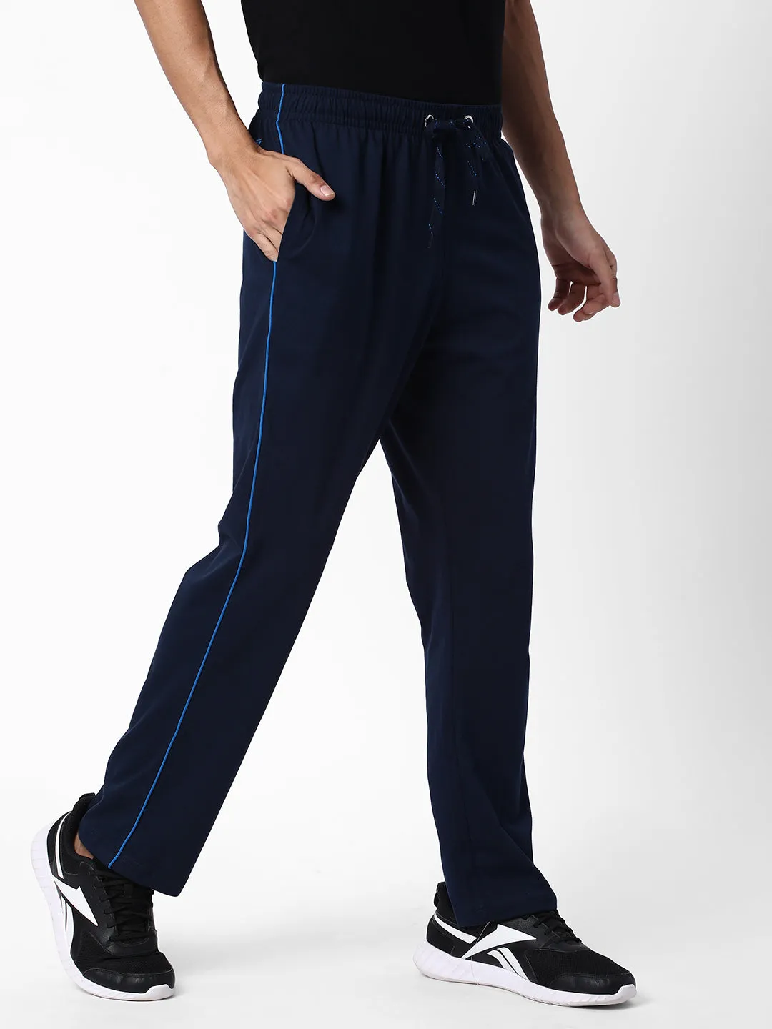 Cotstyle Men's Super Combed Cotton Regular-Fit Track Pants with Side Pocket, Colour Navy-Style no.TP1101