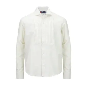 CREAM LONG SLEEVE WING COLLAR SHIRT