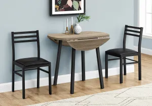 Dining Set - 3Pcs Set / Dark Taupe Top / Black Metal