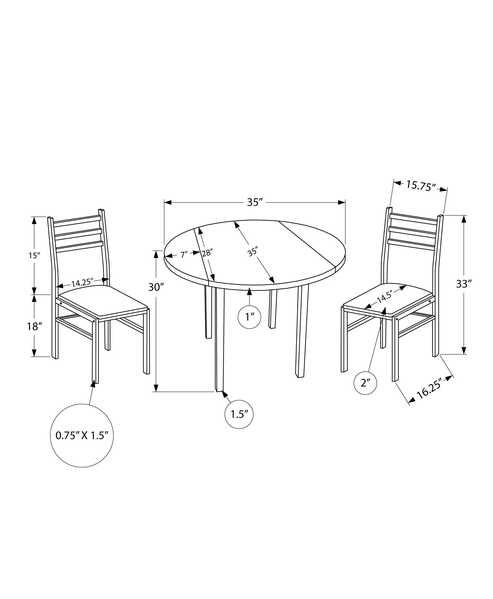 Dining Set - 3Pcs Set / Dark Taupe Top / Black Metal