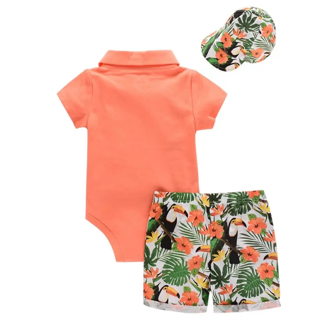 Flamingo Palms - Newborn Boy Summer Clothing Set 3 Piece