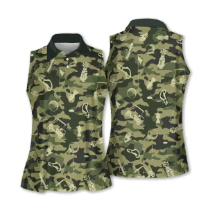 Green Camouflage Golf Set Women Short Sleeve Polo Shirt Sleeveless Polo Shirt