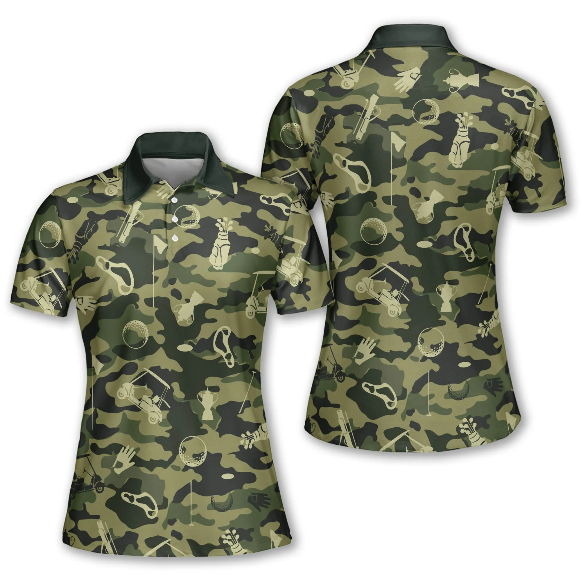 Green Camouflage Golf Set Women Short Sleeve Polo Shirt Sleeveless Polo Shirt