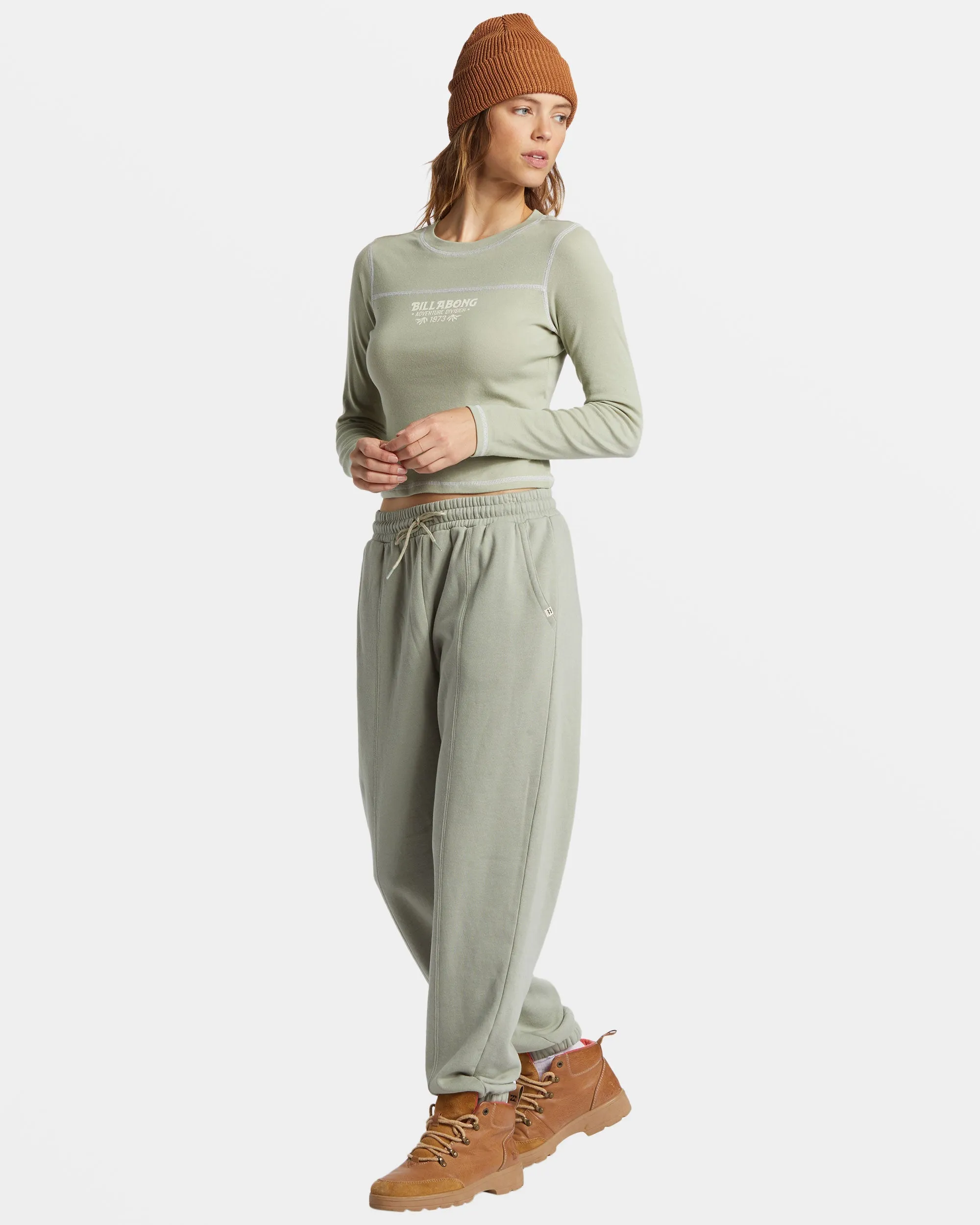 Hike Date Elastic Waist Pants - Seagrass