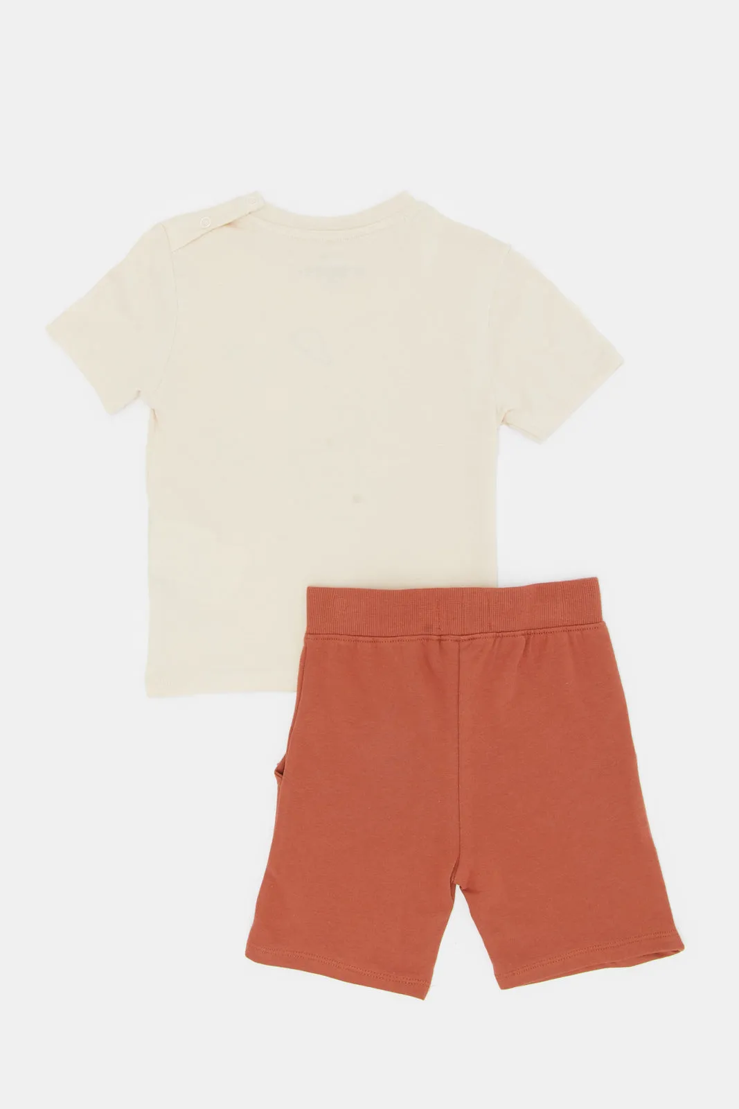 Infant Boys Beige And Rust Dino Set (2 Piece)