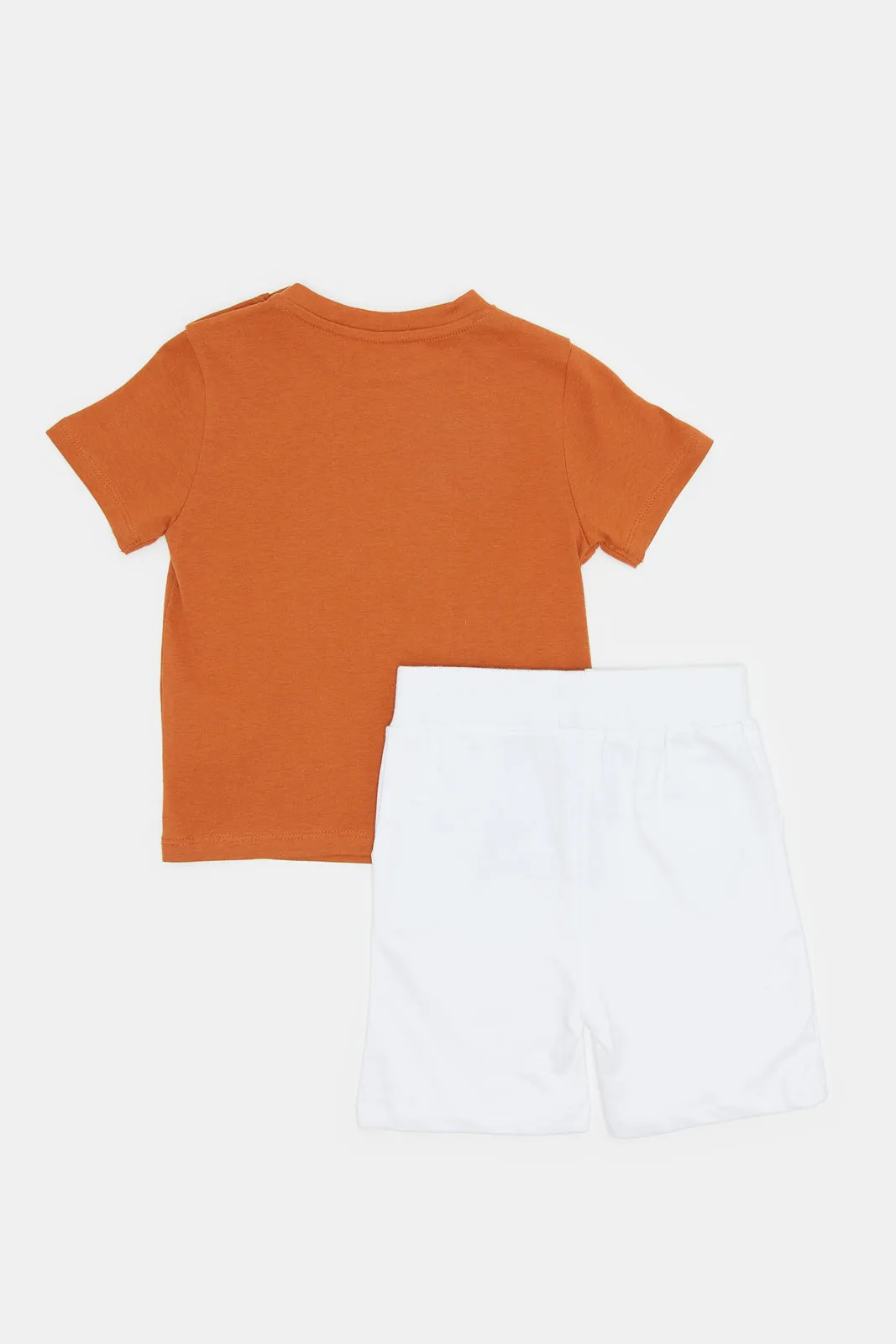 Infant Boys Orange And White Animal Print Casual Set (2 Piece)