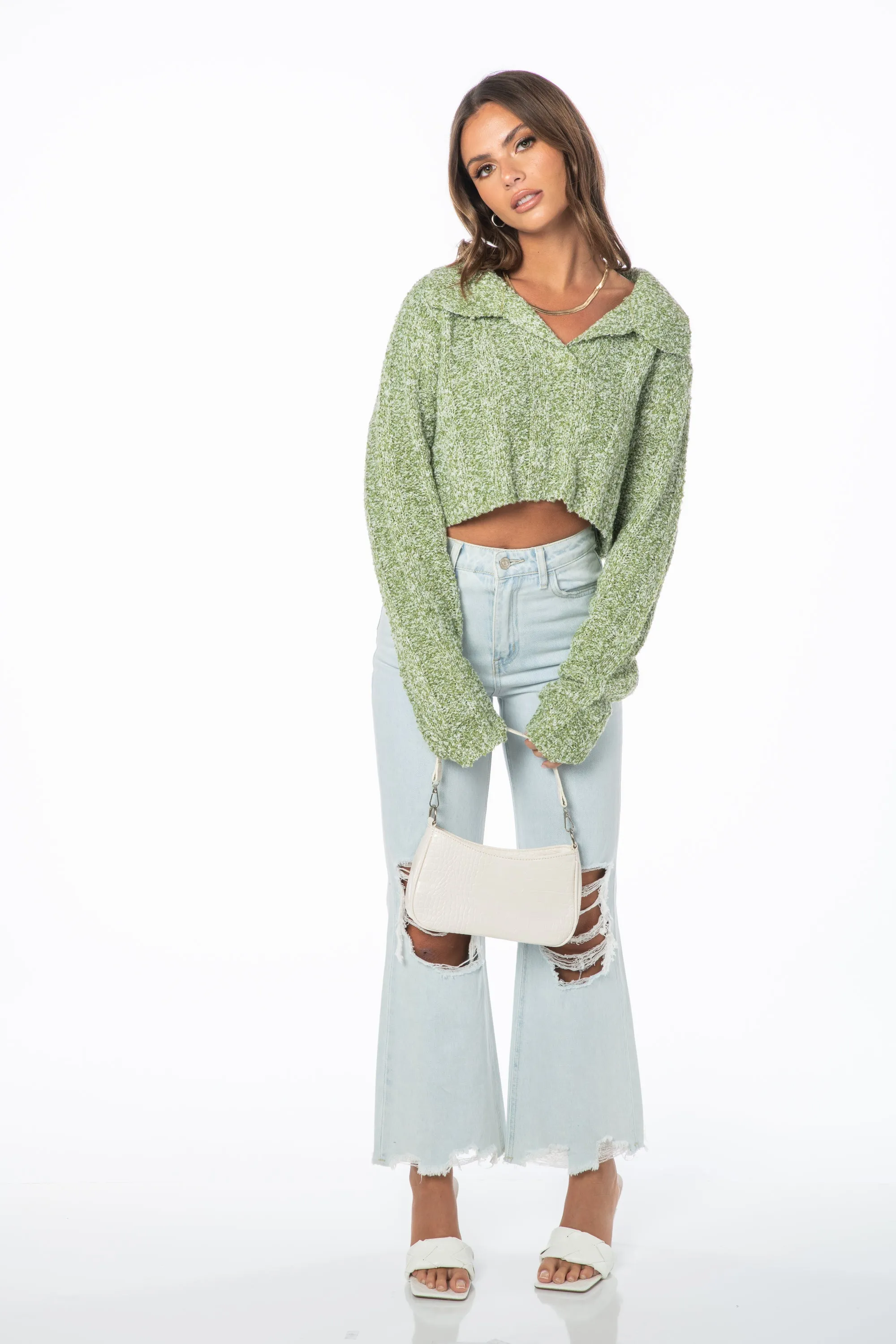 Ivy Cropped Knit Sweater