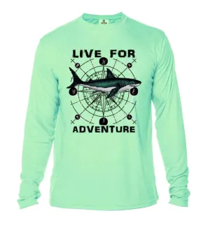 Kids Live for Adventure Green Shark Sun Shirt - No Location or Custom