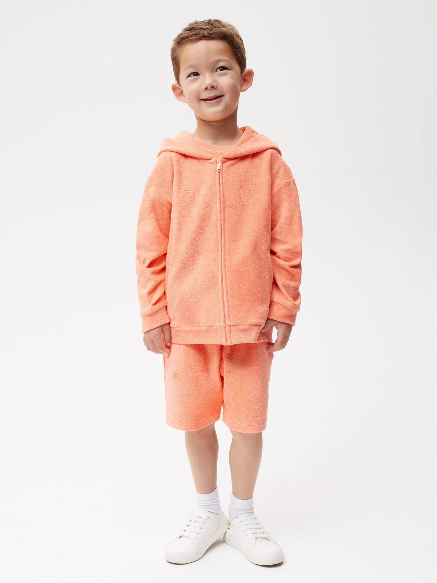 Kids Towelling Zipped Hoodie—peach perfect