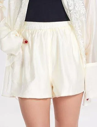 Ladies Embroidery Tencel Top Shorts 2PCS Set SKST281