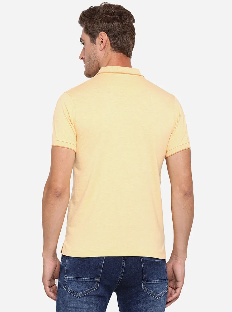 Light Yellow Solid Slim Fit Polo T-Shirt | Greenfibre