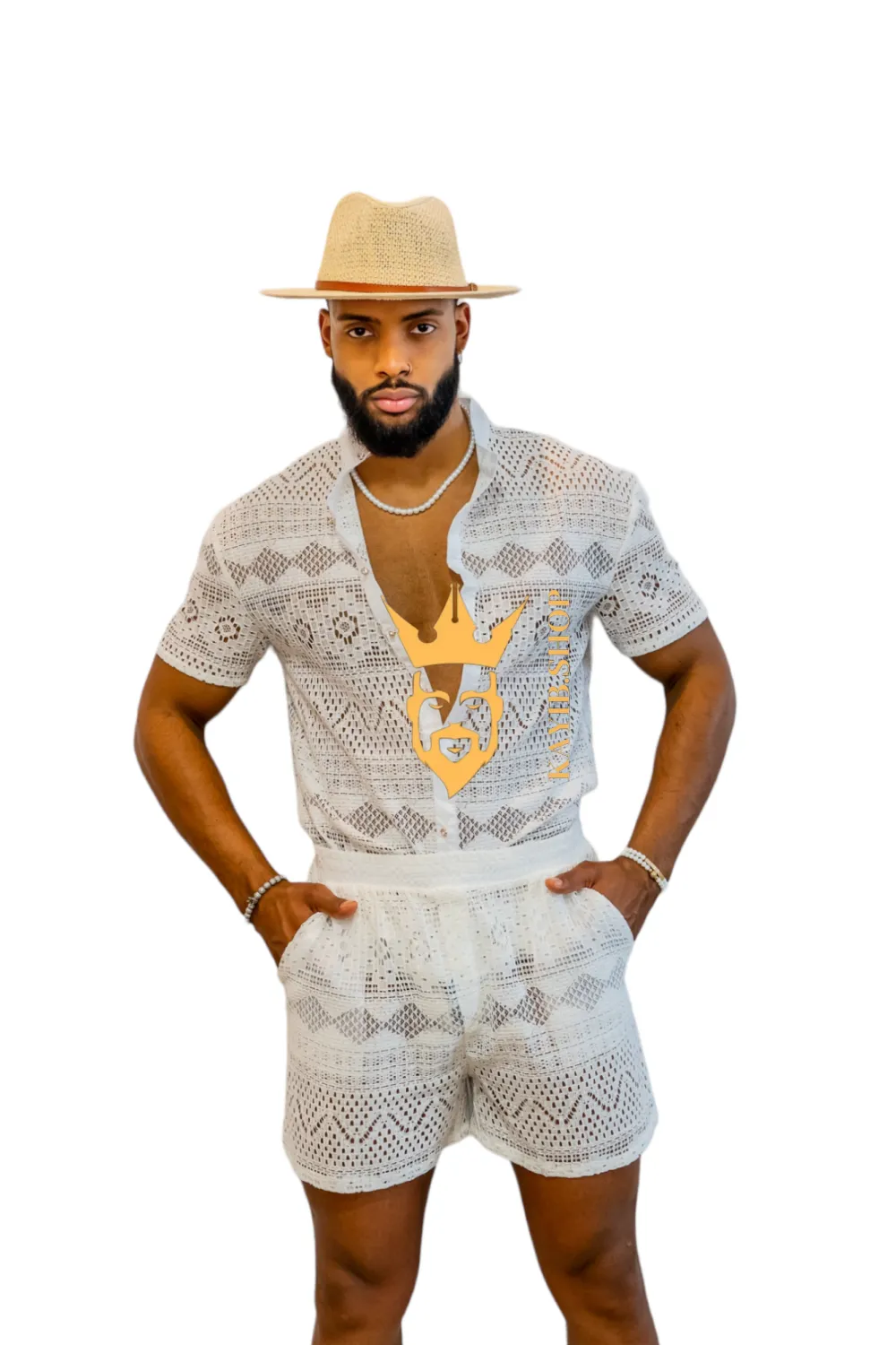 Luxurious Men's White Shirt and Shorts Set - Elevate Your Summer Style - Perfect for Any Occasion