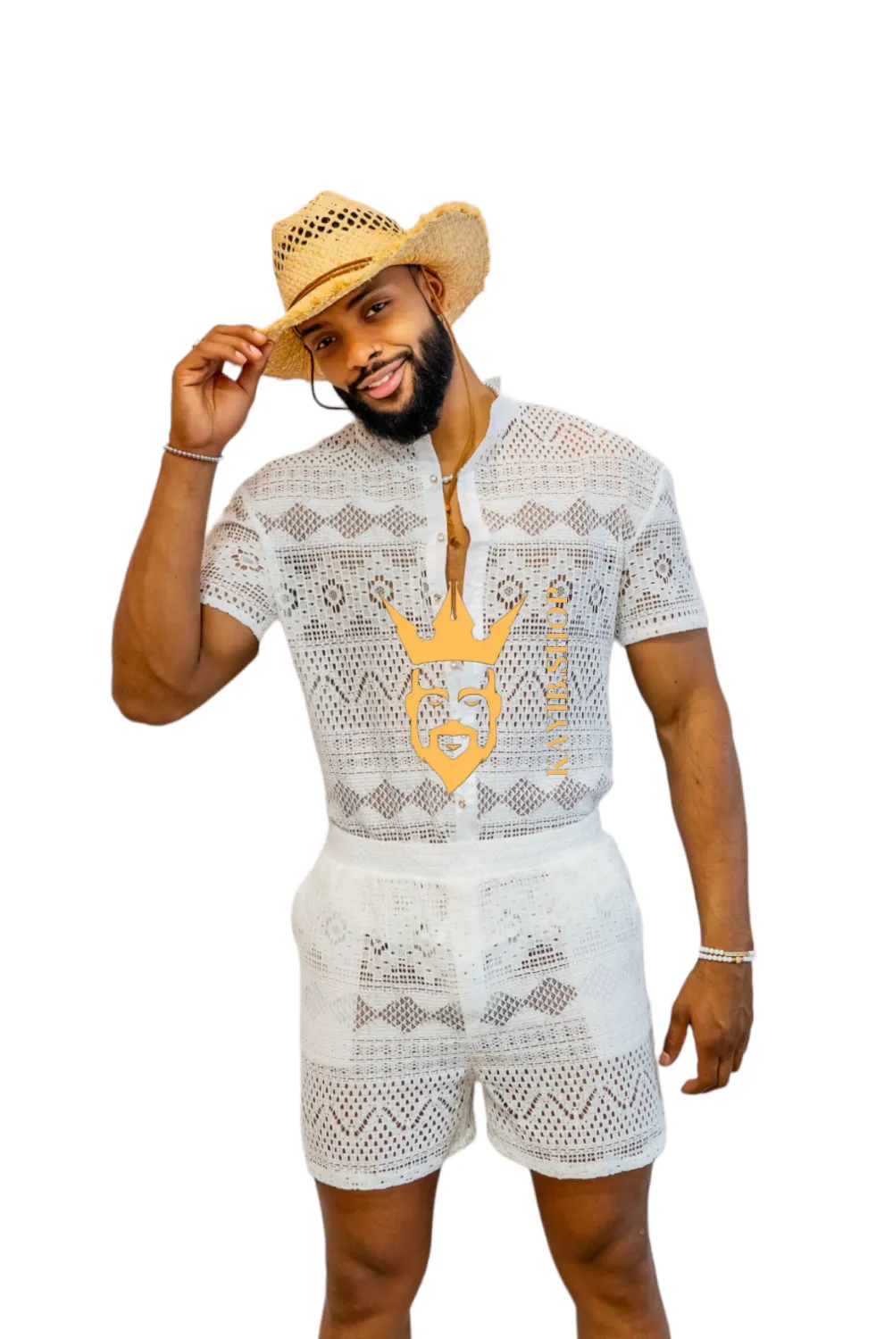 Luxurious Men's White Shirt and Shorts Set - Elevate Your Summer Style - Perfect for Any Occasion