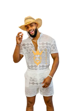 Luxurious Men's White Shirt and Shorts Set - Elevate Your Summer Style - Perfect for Any Occasion