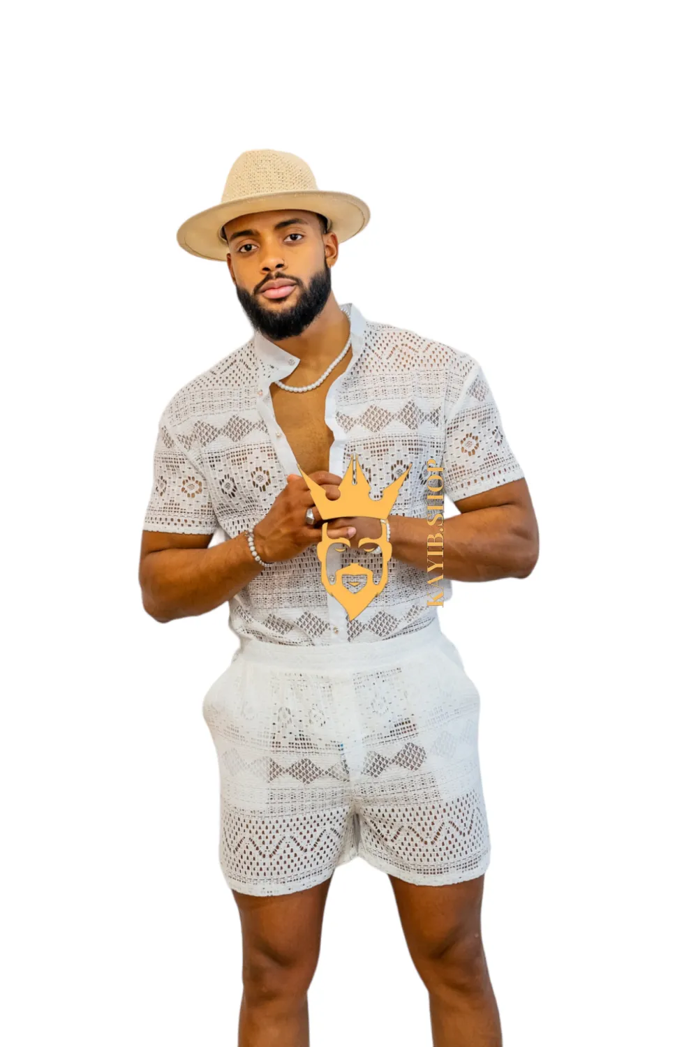 Luxurious Men's White Shirt and Shorts Set - Elevate Your Summer Style - Perfect for Any Occasion