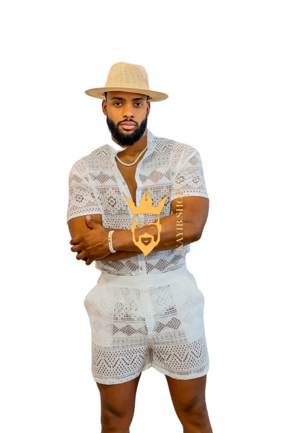 Luxurious Men's White Shirt and Shorts Set - Elevate Your Summer Style - Perfect for Any Occasion