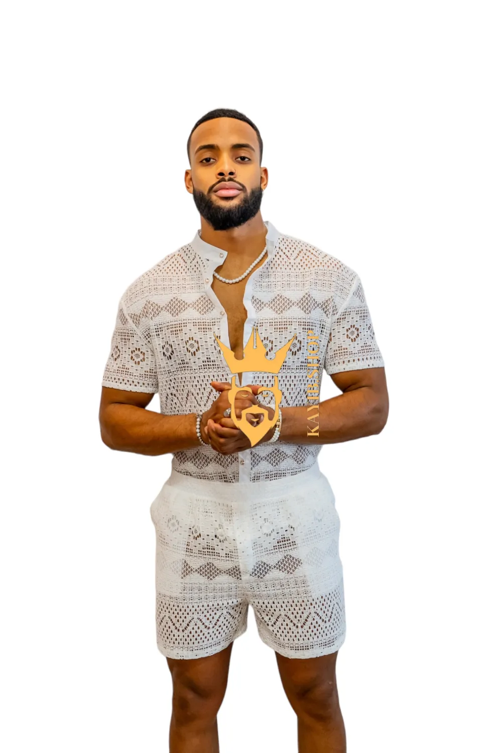 Luxurious Men's White Shirt and Shorts Set - Elevate Your Summer Style - Perfect for Any Occasion