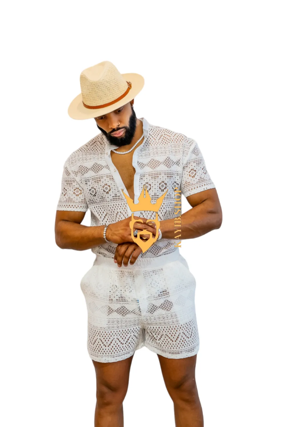 Luxurious Men's White Shirt and Shorts Set - Elevate Your Summer Style - Perfect for Any Occasion